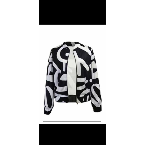 Abstract print, zip-up-lightweight, bomber jacket.Size 14 - Picture 12 of 12